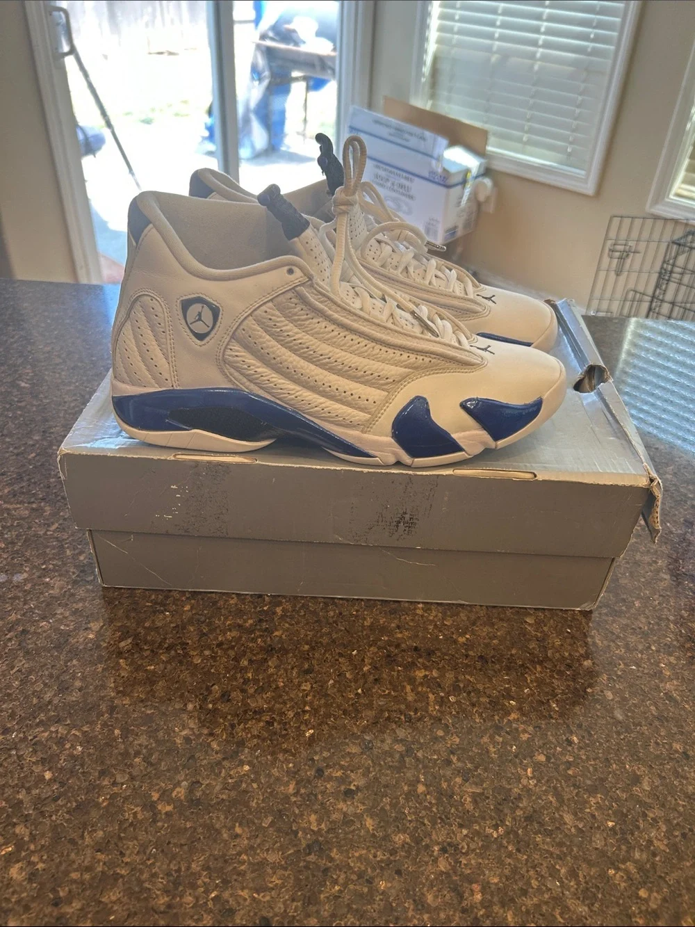 Jordan 14 Retro White hyper Royal Basketball Sneakers - Classic Athletic Shoe